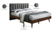 Vance Mid - Century Modern Linen Textured Queen Bed (3 Boxes) Grey - Gate FurnitureQueen Bed