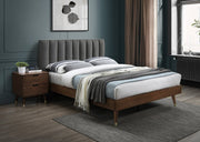 Vance Mid - Century Modern Linen Textured Queen Bed (3 Boxes) Grey - Gate FurnitureQueen Bed