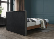 Vance Mid - Century Modern Linen Textured Queen Bed (3 Boxes) Grey - Gate FurnitureQueen Bed