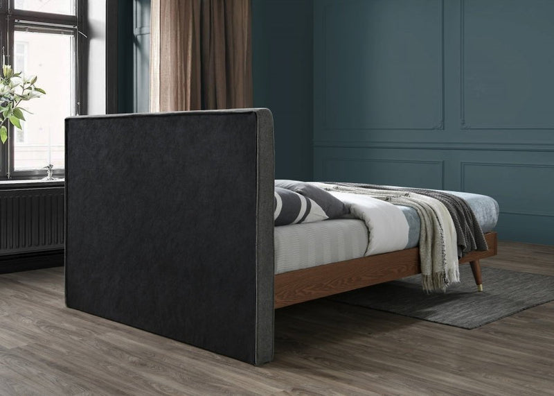 Vance Mid - Century Modern Linen Textured Queen Bed (3 Boxes) Grey - Gate FurnitureQueen Bed