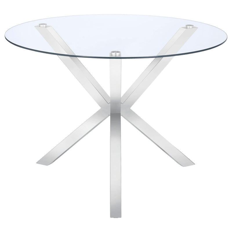 Vance Round 41-inch Glass Top Asterisk Dining Table Chrome - 120760
