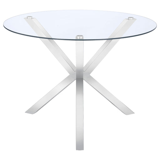 Vance Round 41-inch Glass Top Asterisk Dining Table Chrome - 120760