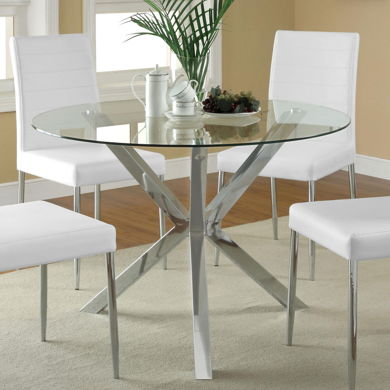 Vance Round 41-inch Glass Top Asterisk Dining Table Chrome - 120760