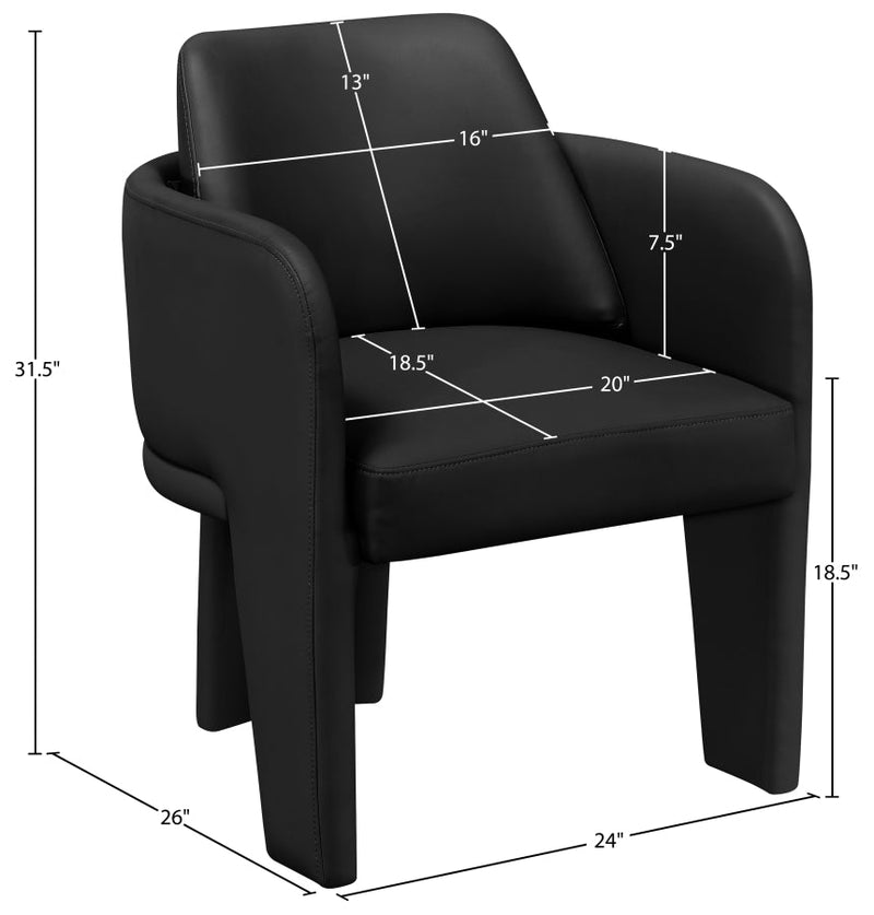Vanda Vegan Leather Upholstered Dining Chair in Black - 88051Black-C