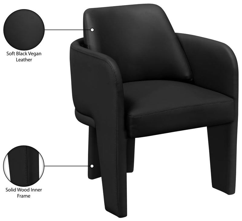 Vanda Vegan Leather Upholstered Dining Chair in Black - 88051Black-C