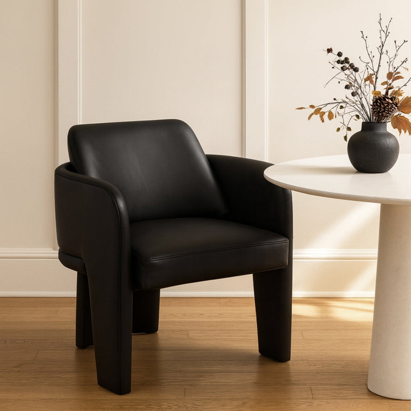 Vanda Vegan Leather Upholstered Dining Chair in Black - 88051Black-C