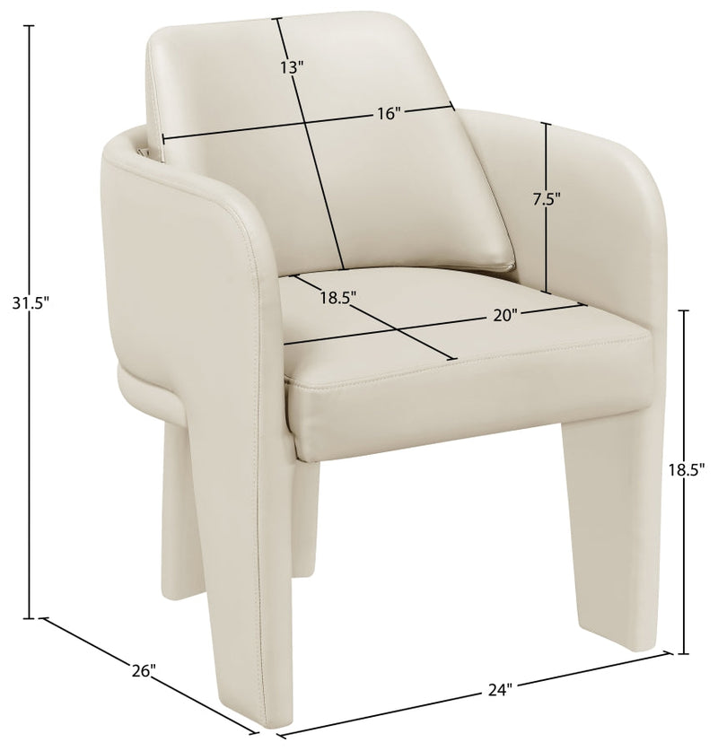 Vanda Vegan Leather Upholstered Dining Chair in Cream - 88051Cream-C