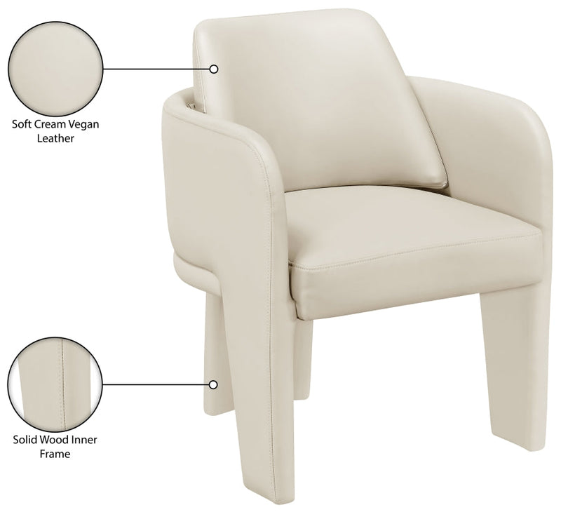 Vanda Vegan Leather Upholstered Dining Chair in Cream - 88051Cream-C