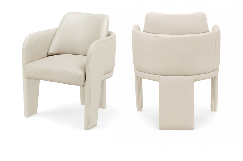 Vanda Vegan Leather Upholstered Dining Chair in Cream - 88051Cream-C