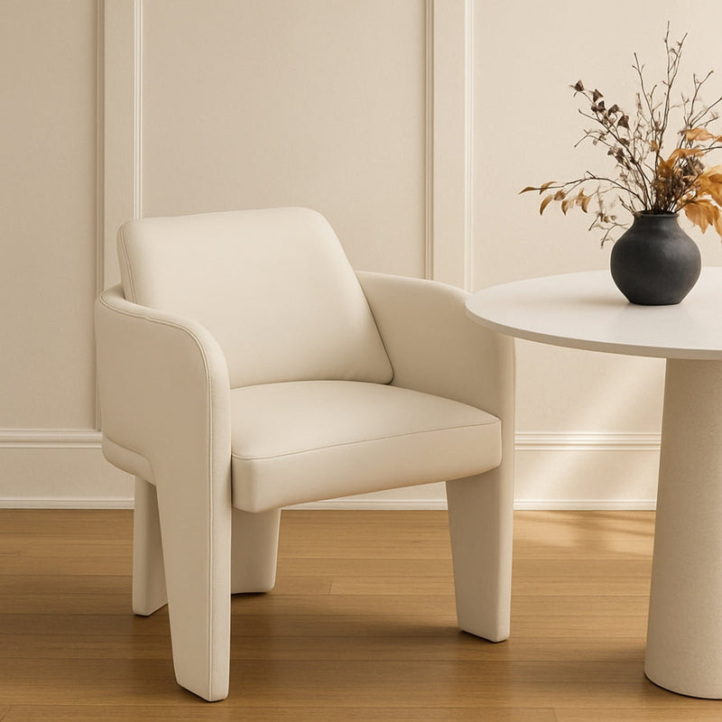 Vanda Vegan Leather Upholstered Dining Chair in Cream - 88051Cream-C