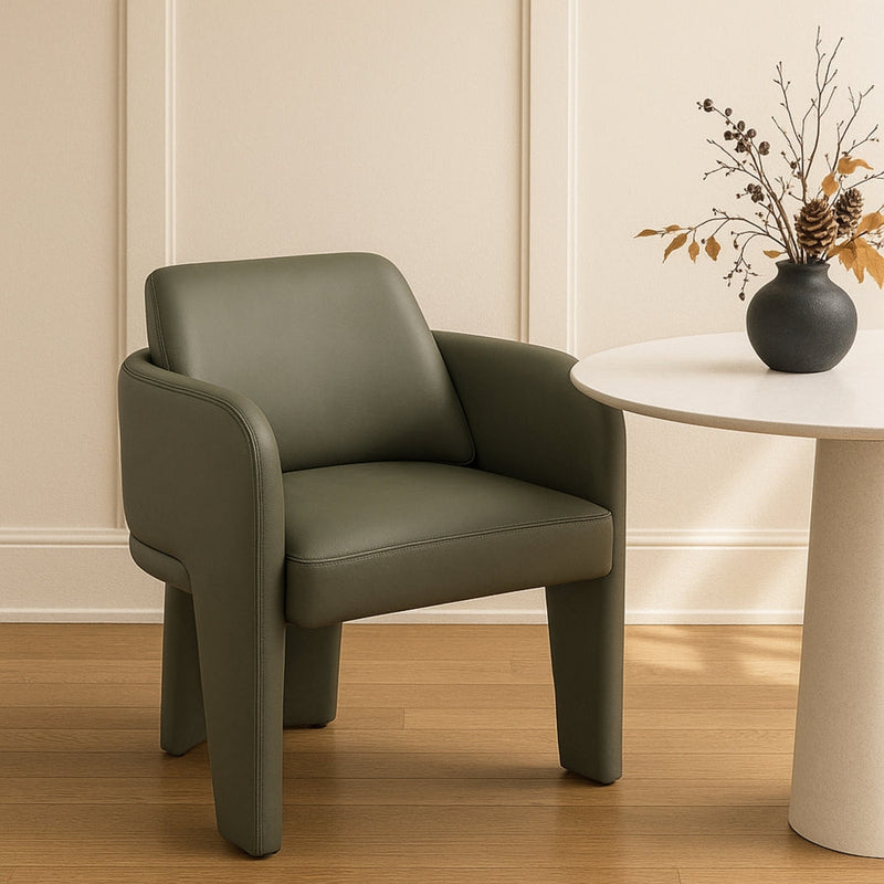 Vanda Vegan Leather Upholstered Dining Chair in Olive - 88051Olive-C