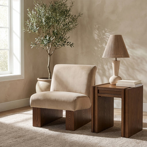 Vantage Velvet Performance Fabric Upholstered Chair in Beige - 33011Beige