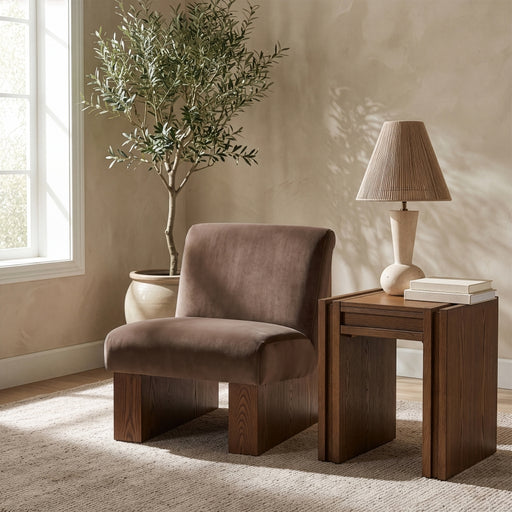 Vantage Velvet Performance Fabric Upholstered Chair in Brown - 33011Brown