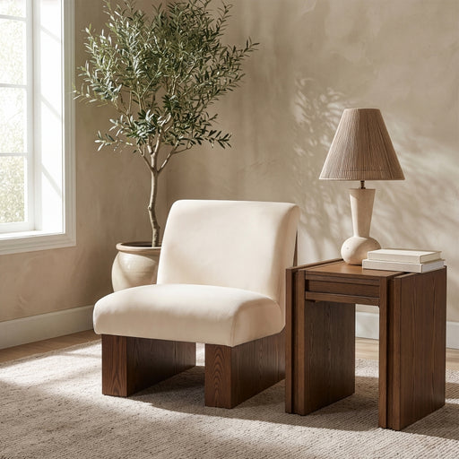 Vantage Velvet Performance Fabric Upholstered Chair in Cream - 33011Cream