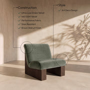 Vantage Velvet Performance Fabric Upholstered Chair in Green - 33011Green