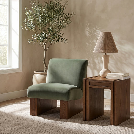 Vantage Velvet Performance Fabric Upholstered Chair in Green - 33011Green