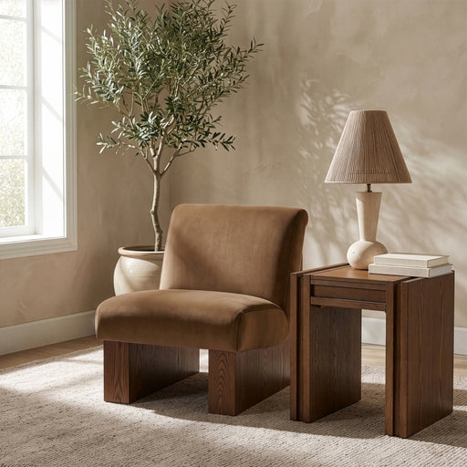 Vantage Velvet Performance Fabric Upholstered Chair in Saddle - 33011Saddle