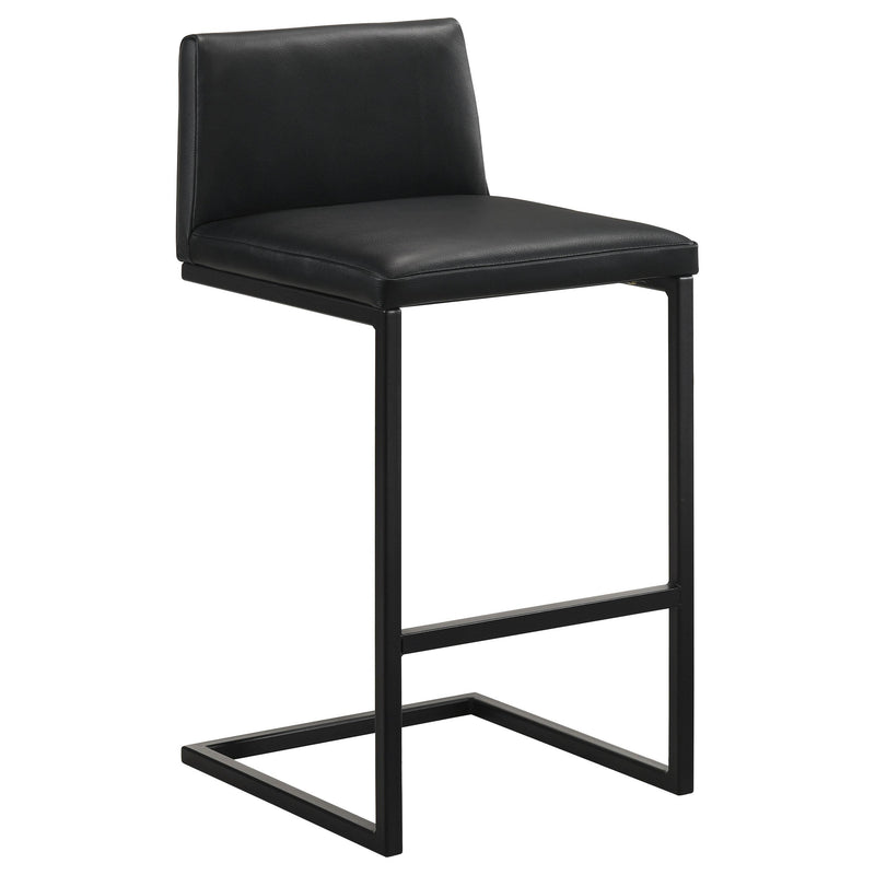 Vardon Genuine Leather Bar Stool Black (Set of 2) - 182226BLK