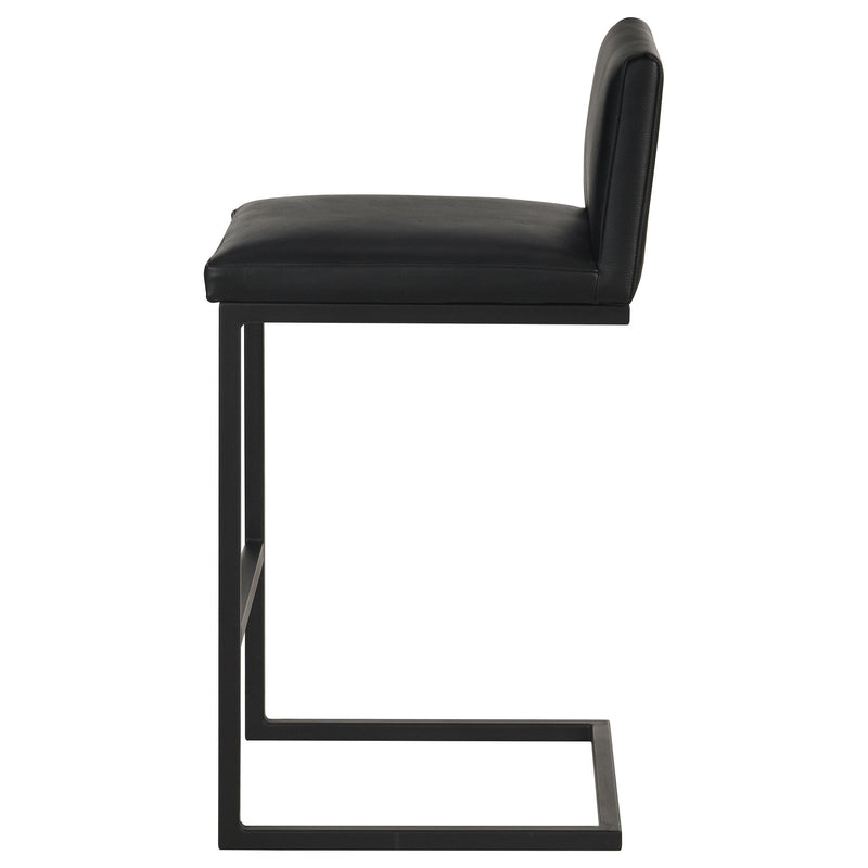 Vardon Genuine Leather Bar Stool Black (Set of 2) - 182226BLK