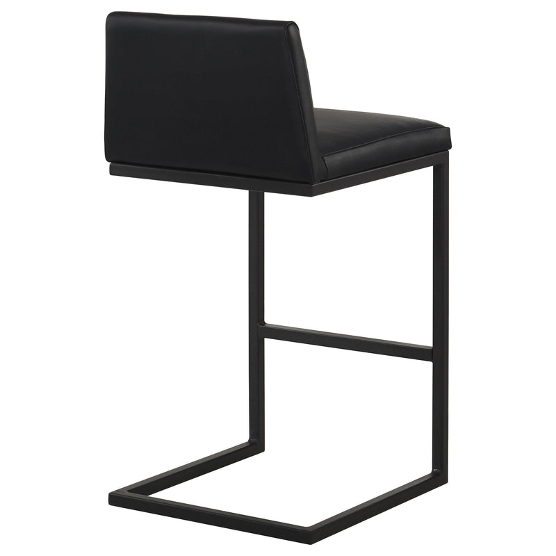 Vardon Genuine Leather Bar Stool Black (Set of 2) - 182226BLK
