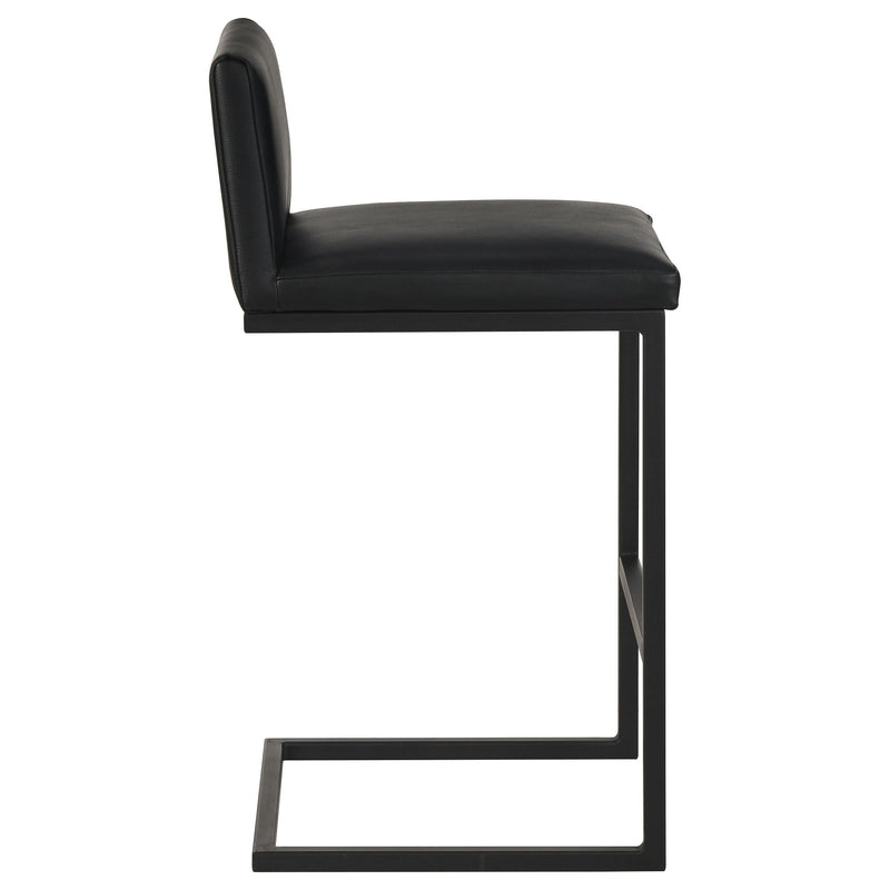 Vardon Genuine Leather Bar Stool Black (Set of 2) - 182226BLK