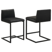 Vardon Genuine Leather Counter Height Chair Black (Set of 2) - 112229BLK