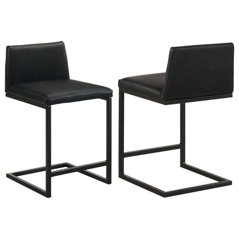 Vardon Genuine Leather Counter Height Chair Black (Set of 2) - 112229BLK