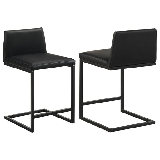 Vardon Genuine Leather Counter Height Chair Black (Set of 2) - 112229BLK