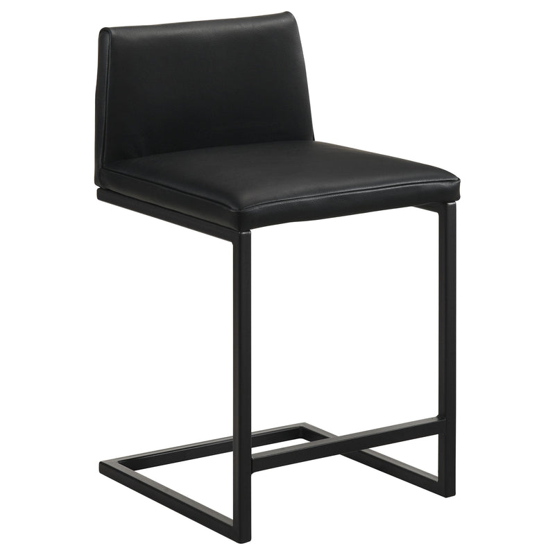 Vardon Genuine Leather Counter Height Chair Black (Set of 2) - 112229BLK