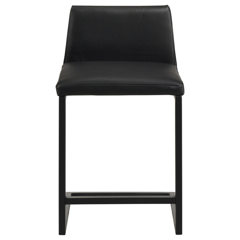 Vardon Genuine Leather Counter Height Chair Black (Set of 2) - 112229BLK
