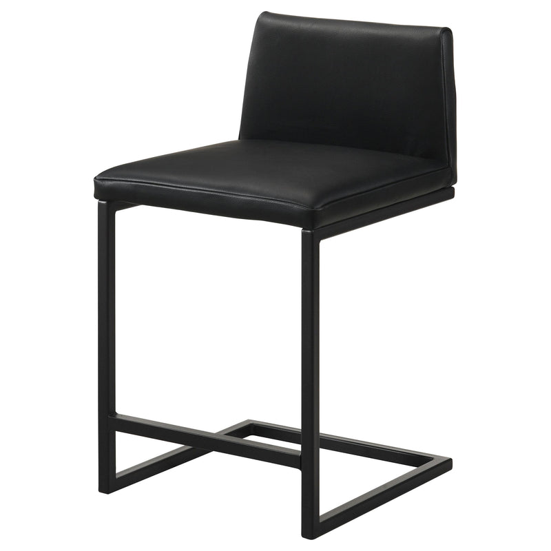 Vardon Genuine Leather Counter Height Chair Black (Set of 2) - 112229BLK