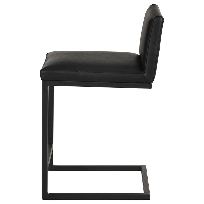 Vardon Genuine Leather Counter Height Chair Black (Set of 2) - 112229BLK