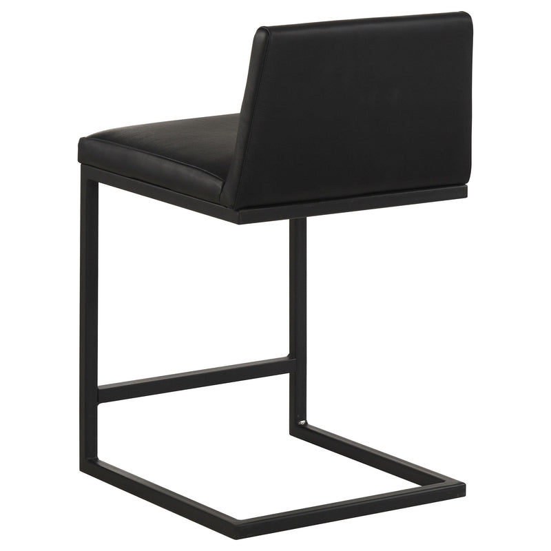 Vardon Genuine Leather Counter Height Chair Black (Set of 2) - 112229BLK