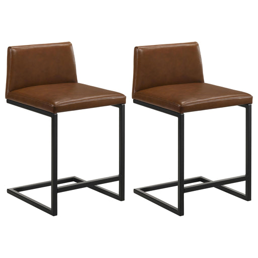 Vardon Genuine Leather Counter Height Chair Dark Brown (Set of 2) - 112229BRN