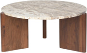 Varenna Marble Top And Acacia Wood Base Coffee Table in Beige - 99038Beige-CT