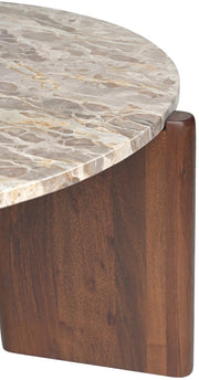 Varenna Marble Top And Acacia Wood Base Coffee Table in Beige - 99038Beige-CT