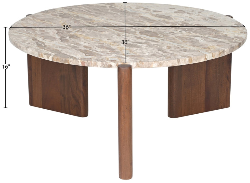 Varenna Marble Top And Acacia Wood Base Coffee Table in Beige - 99038Beige-CT