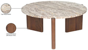 Varenna Marble Top And Acacia Wood Base Coffee Table in Beige - 99038Beige-CT
