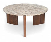 Varenna Marble Top And Acacia Wood Base Coffee Table in Beige - 99038Beige-CT