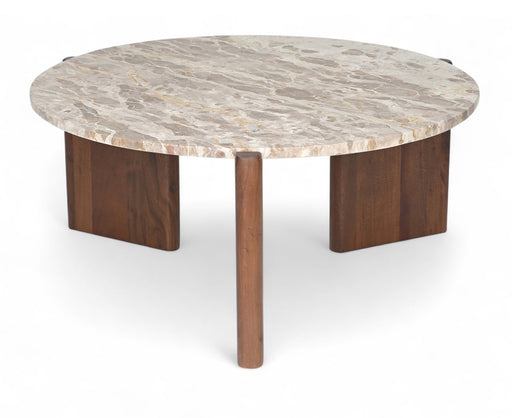 Varenna Marble Top And Acacia Wood Base Coffee Table in Beige - 99038Beige-CT