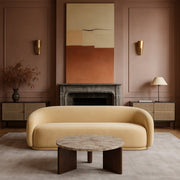 Varenna Marble Top And Acacia Wood Base Coffee Table in Beige - 99038Beige-CT