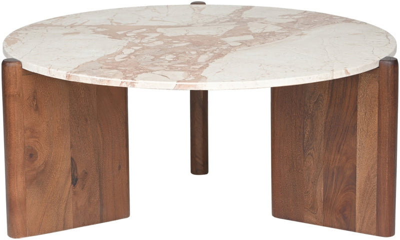 Varenna Marble Top And Acacia Wood Base Coffee Table in Breccia - 99038Breccia-CT