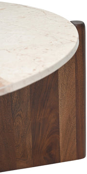 Varenna Marble Top And Acacia Wood Base Coffee Table in Breccia - 99038Breccia-CT