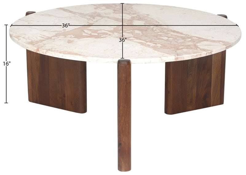 Varenna Marble Top And Acacia Wood Base Coffee Table in Breccia - 99038Breccia-CT