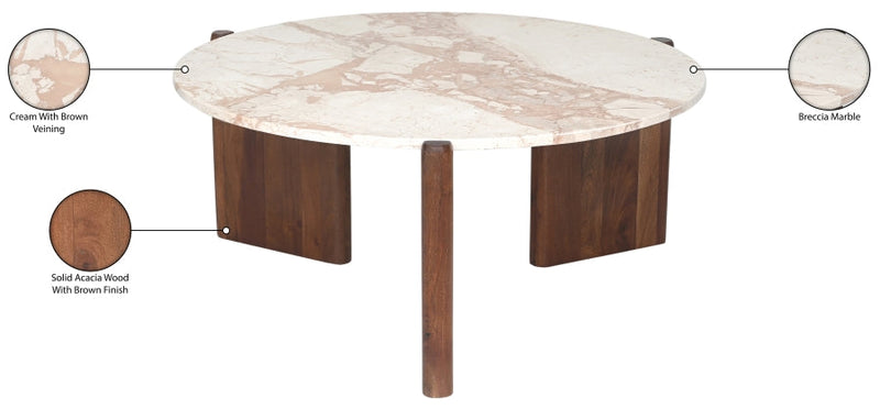 Varenna Marble Top And Acacia Wood Base Coffee Table in Breccia - 99038Breccia-CT