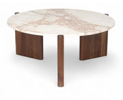 Varenna Marble Top And Acacia Wood Base Coffee Table in Breccia - 99038Breccia-CT