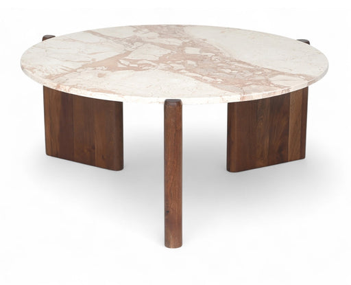 Varenna Marble Top And Acacia Wood Base Coffee Table in Breccia - 99038Breccia-CT