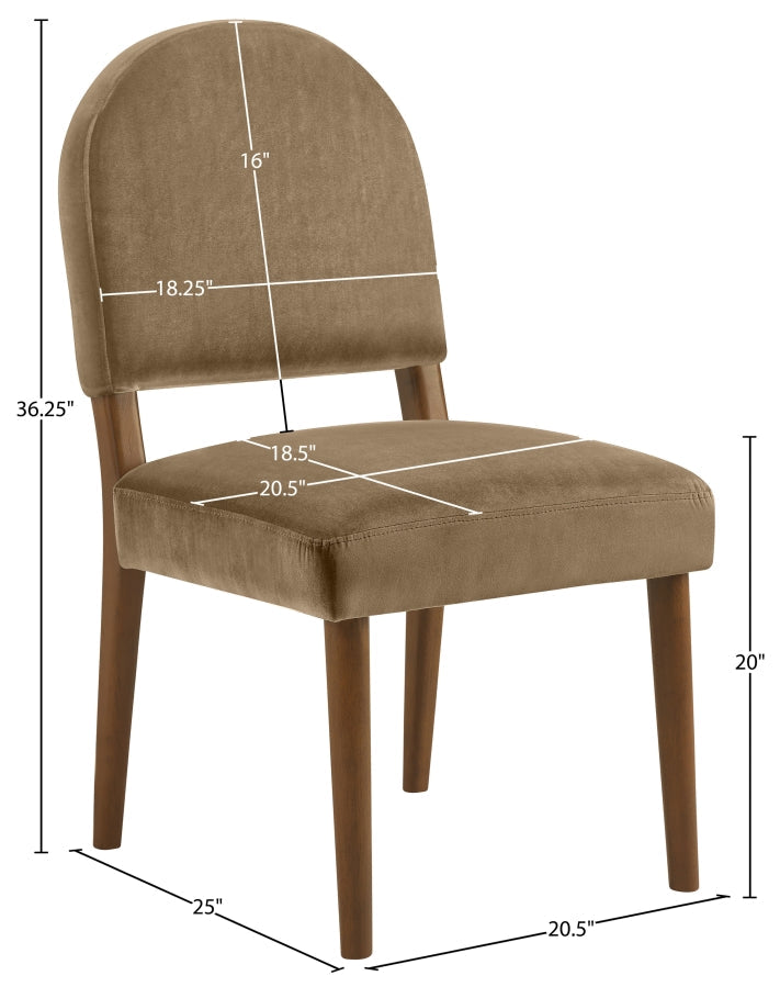 Varinelle Velvet Performance Fabric Upholstered Dining Chair in Beige, Set of 2 - 88033Beige-C