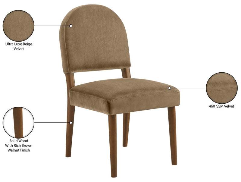 Varinelle Velvet Performance Fabric Upholstered Dining Chair in Beige, Set of 2 - 88033Beige-C