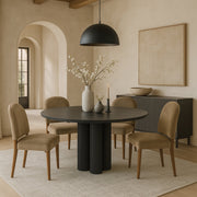 Varinelle Velvet Performance Fabric Upholstered Dining Chair in Beige, Set of 2 - 88033Beige-C